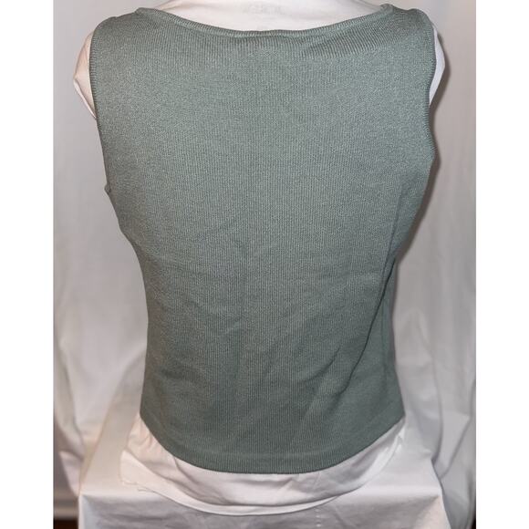 St John Sport Vintage Pastel Green Full Zip Cardigan & Tank Set Chic Preppy Sz L - Picture 11 of 16